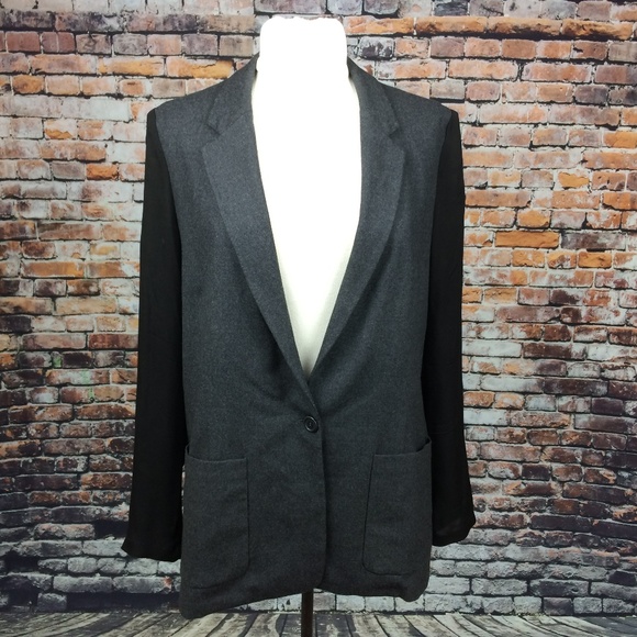 Theory Jackets & Blazers - Theory Silk&Wool Jacket Blazer Gray Black Size 12